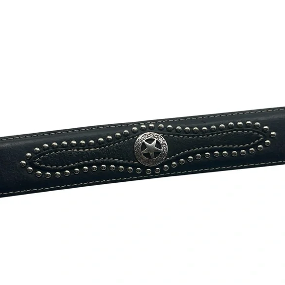 Nocona Men's 34 Belt Black Leather Western Cowboy Texas Star Studded N2479201 - Picture 8 of 8